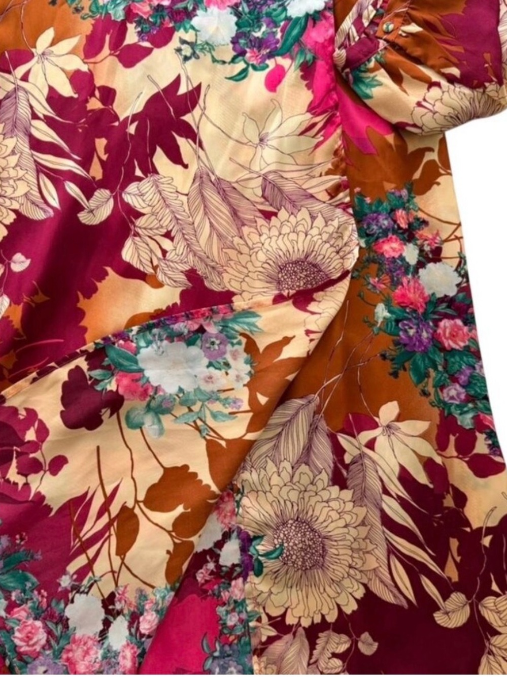 Lulu’s Burgundy Floral Maxi Wrap Put On A Smile Dress size XL - Picture 7 of 9